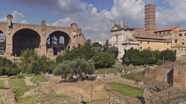 Time lapse. Ruins Of The Roman Forum, Rome, Italy.