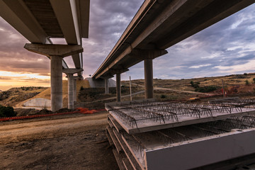 Construction of a bridge in the expansion works of the ring road in Segovia (Spain)