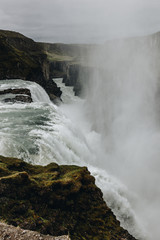aerial view of beautiful waterfall on Gullfoss waterfall in Iceland