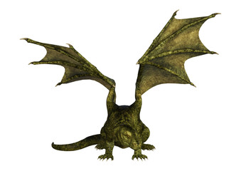 3D Rendering Fantasy Dragon on White