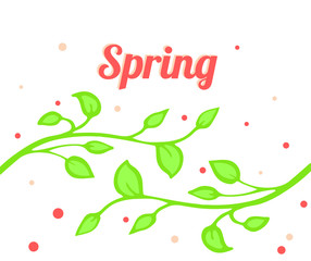bright spring illustration with twigs and foliage