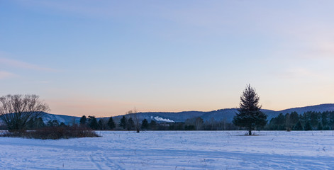 Fototapeta na wymiar winter landscape with lake and snow