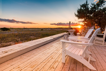 Sunset view of the beach at Cape Cod, Massachusetts, USA - obrazy, fototapety, plakaty