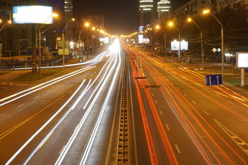 traffic in city at night