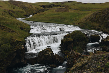 Fototapeta premium scenic view of beautiful Skoga river flowing through highlands in Iceland