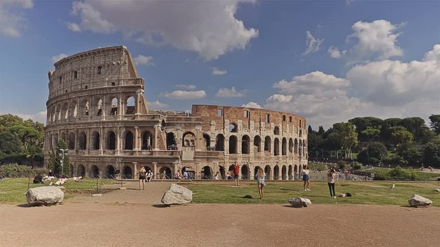 Time-Lapse Of Colosseum, Rome, Italy, Monument From Roman Empire