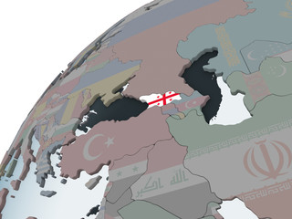 Georgia with flag on globe