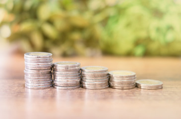 Business concept of making or saving money on investment, Stock, Business improvement, Exchange, Money growth. Thai letter meaning is King of Thailand