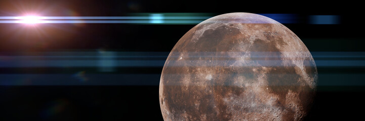 the Moon in empty space, satellite of planet Earth © dottedyeti