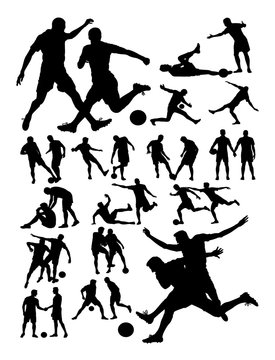 Soccer player activity silhouette. Good use for symbol, logo, web icon, mascot, sign, or any design you want.