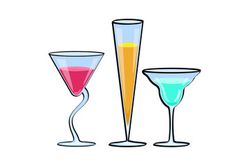 Set of tropical cocktails