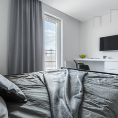 White bedroom with double bed