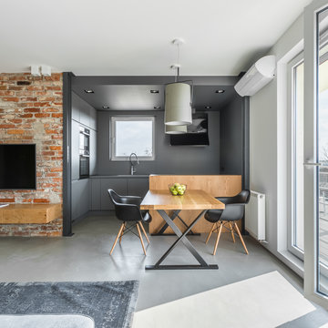 Industrial styled flat with table