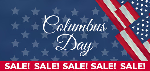 Columbus Day United States national holiday with Columbus ship. Happy Columbus Day vector illustration