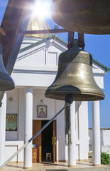 copper bell in Balaklava St. George Monastery on Cape Fiolent , Ukraine