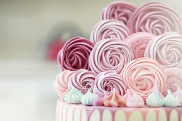 Beautiful festive cake biscuit with different creams