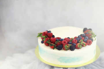 Beautiful festive cake biscuit with different creams