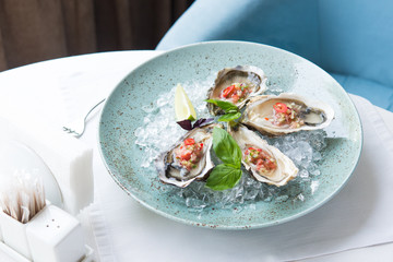 Open oyster stuffed