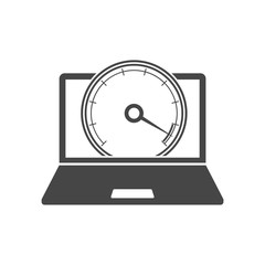 Laptop front view and internet speed icon