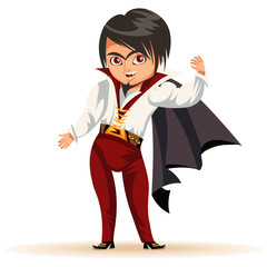 Cartoon man in Halloween dresses flat poster