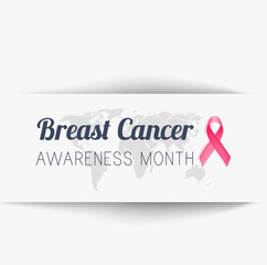 Breast cancer awareness month. Pink ribbon. Vector