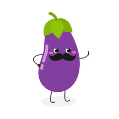 Amusing mustached eggplant character