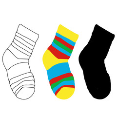  isolated, silhouette, sketch, sock
