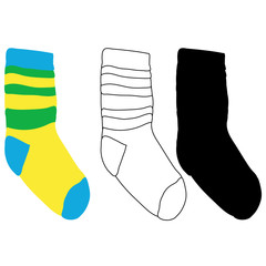 vector, isolated, silhouette, sketch, sock