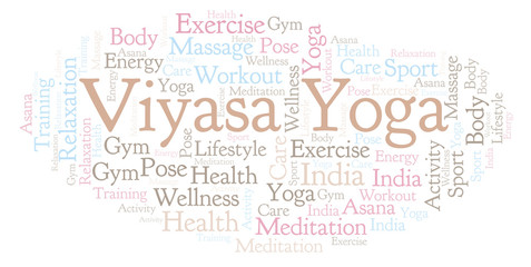 Fototapeta premium Viyasa Yoga word cloud.