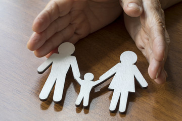 Hands Holding Paper Chain Family Protected , Family Concept
