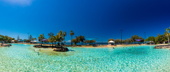 Brisbane, AUS - Sept 09, 2018: Settlement Cove Lagoon on sunny day, Redcliffe, Brisbane, Australia