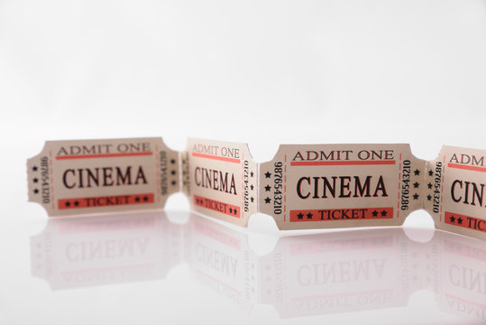 Cinema tickets on white table detail