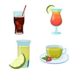 Isolated object of drink and bar symbol. Collection of drink and party stock vector illustration.