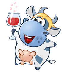  Illustration of a Cute Cow. Cartoon Character