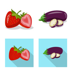 Isolated object of vegetable and fruit symbol. Set of vegetable and vegetarian vector icon for stock.