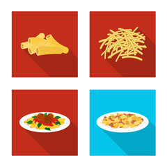 Vector design of pasta and carbohydrate logo. Set of pasta and macaroni vector icon for stock.