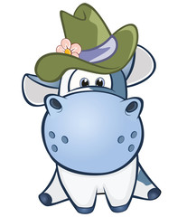 Illustration of a Cute Cow. Cartoon Character