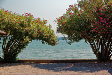 Sirmione, Italy 17 August 2018: Lake Garda. Embankment.