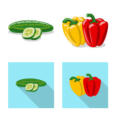 Isolated object of vegetable and fruit sign. Collection of vegetable and vegetarian vector icon for stock.