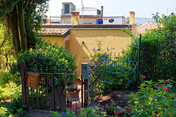 Sirmione, Italy 17 August 2018: Lake Garda. private houses in the old town.