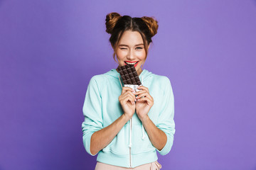 Portrait of a funny young girl with bright makeup
