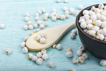 raw chickpeas in a plate