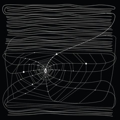 Vector Cobweb isolated on black, White Spiderweb for Halloween design,