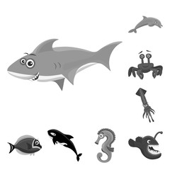 Vector design of sea and animal sign. Collection of sea and marine vector icon for stock.