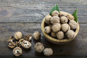 walnuts on a wooden background