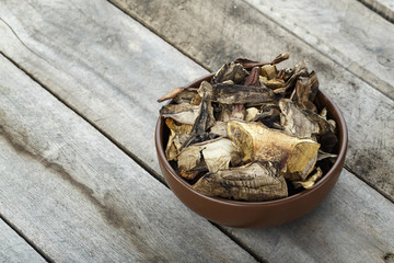 dried mushrooms in a plate