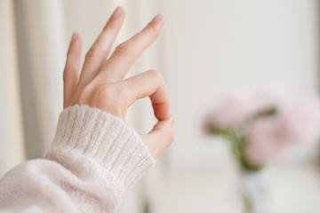 Human hand on a light background. It can be used as a background