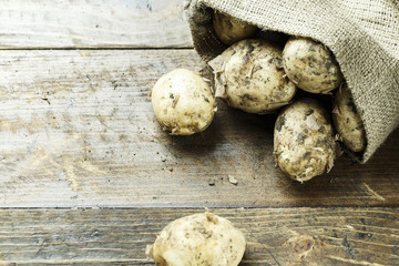 the potatoes are poured out of the bag