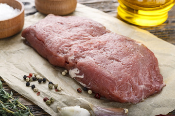 raw steak on the table