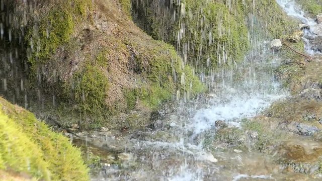 Travertine waterfall Dreinmuehlen (engl. three mills) at Nohn in  Vulkan Eifel region (Germany)